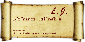 Lőrincz Jónás névjegykártya